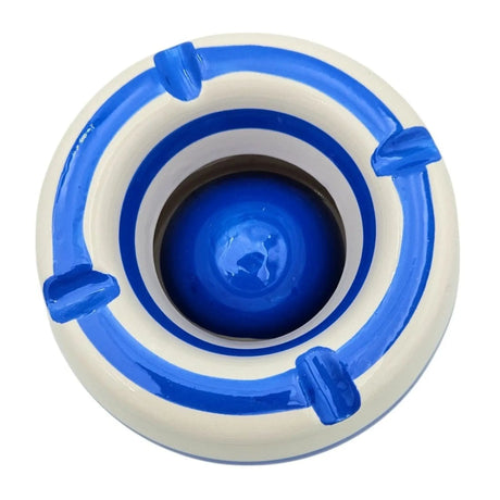 Sturmaschenbecher Mykonos M / XXL 23 cm Maritim blau weiß Aschenbecher gestreift - Aschenbecher