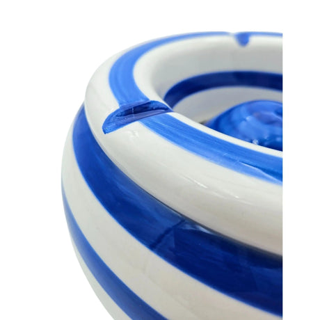 Sturmaschenbecher Mykonos M / XXL 23 cm Maritim blau weiß Aschenbecher gestreift - Aschenbecher