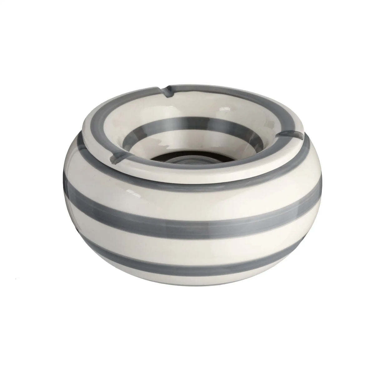 Sturmaschenbecher Mykonos M / XXL 23 cm Maritim grau weiß Aschenbecher gestreift - XXL 23 cm - Aschenbecher