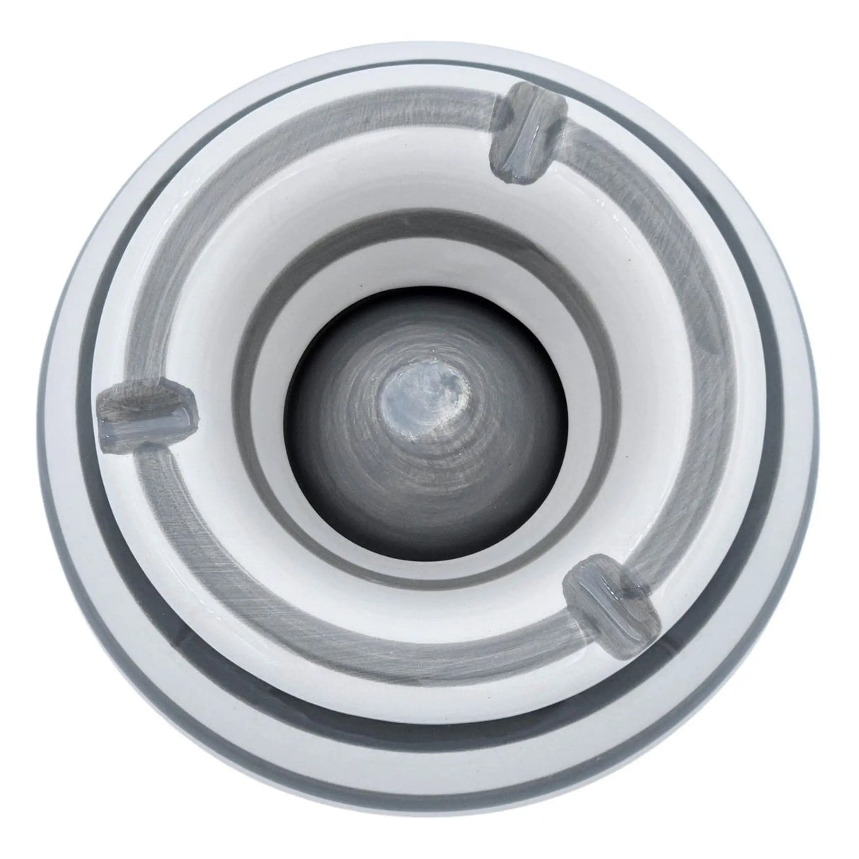 Sturmaschenbecher Mykonos M / XXL 23 cm Maritim grau weiß Aschenbecher gestreift - Aschenbecher