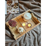 Tablett Dekotablett Holz Mango braun Deko Tischdeko Kerzentablett Holztablett Klein: 38 x 25,5 cm - Holztablett