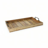 Tablett Dekotablett Holz Mango braun Deko Tischdeko Kerzentablett Holztablett Groß: 57 x 39 cm - Holztablett