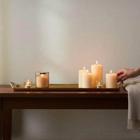 Tablett Gold XXL Dekotablett 60 cm Griffen Kerzentablett Serviertablett langes Tablett Metall - Dekotablett