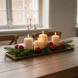 Tablett Gold XXL Dekotablett 60 cm Griffen Kerzentablett Serviertablett langes Tablett Metall - Dekotablett