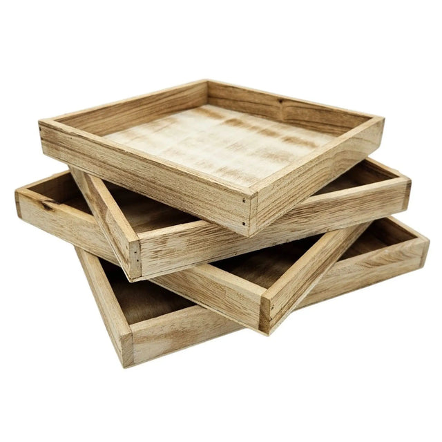 Tablett Holztablett 26x26 braun Natur Dekotablett rechteckig Kerzentablett - Dekotablett