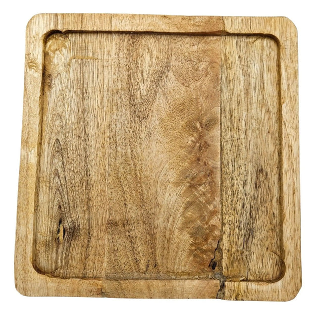Tablett Mangoholz Holztablett Mango Holz Teller Deko braun hellbraun 24x24 cm - Holztablett