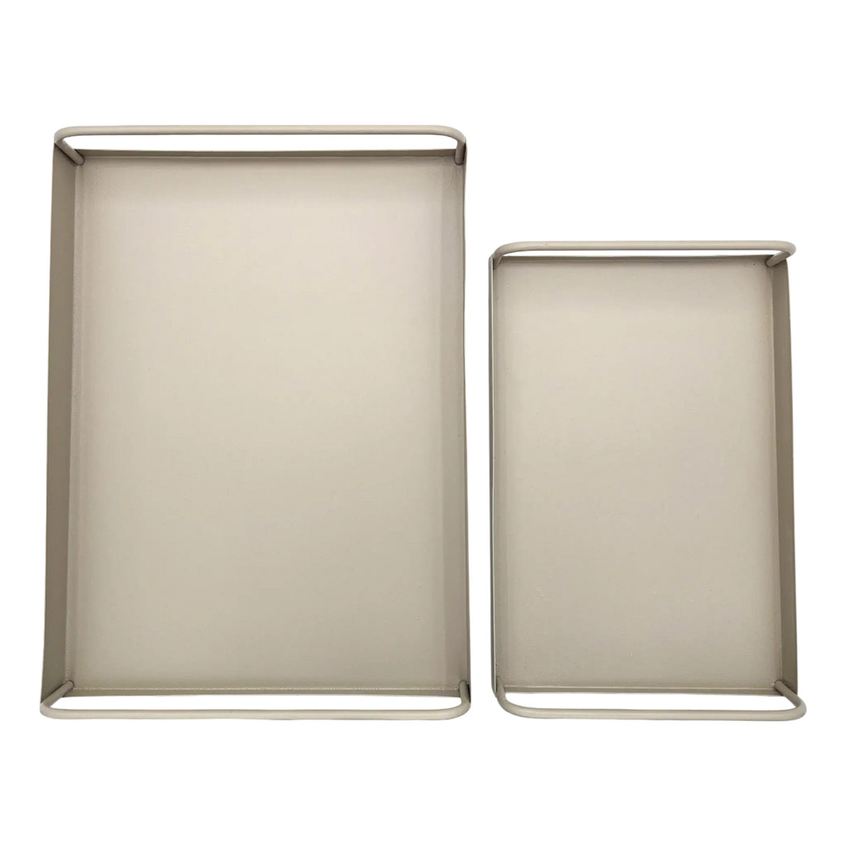 Tablett Metall 2er Set Beige Modern Serviertablett Dekotablett 38x28 u 30x20 cm Sand - Dekotablett