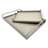 Tablett Metall 2er Set Beige Modern Serviertablett Dekotablett 38x28 u 30x20 cm Sand - Dekotablett
