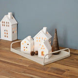 Tablett Metall 2er Set Beige Modern Serviertablett Dekotablett 38x28 u 30x20 cm Sand - Dekotablett
