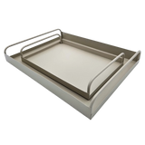 Tablett Metall 2er Set Beige Modern Serviertablett Dekotablett 38x28 u 30x20 cm Sand - Dekotablett
