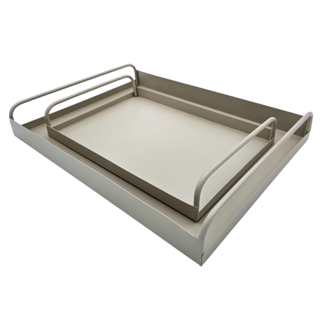 Tablett Metall 2er Set Beige Modern Serviertablett Dekotablett 38x28 u 30x20 cm Sand - Dekotablett
