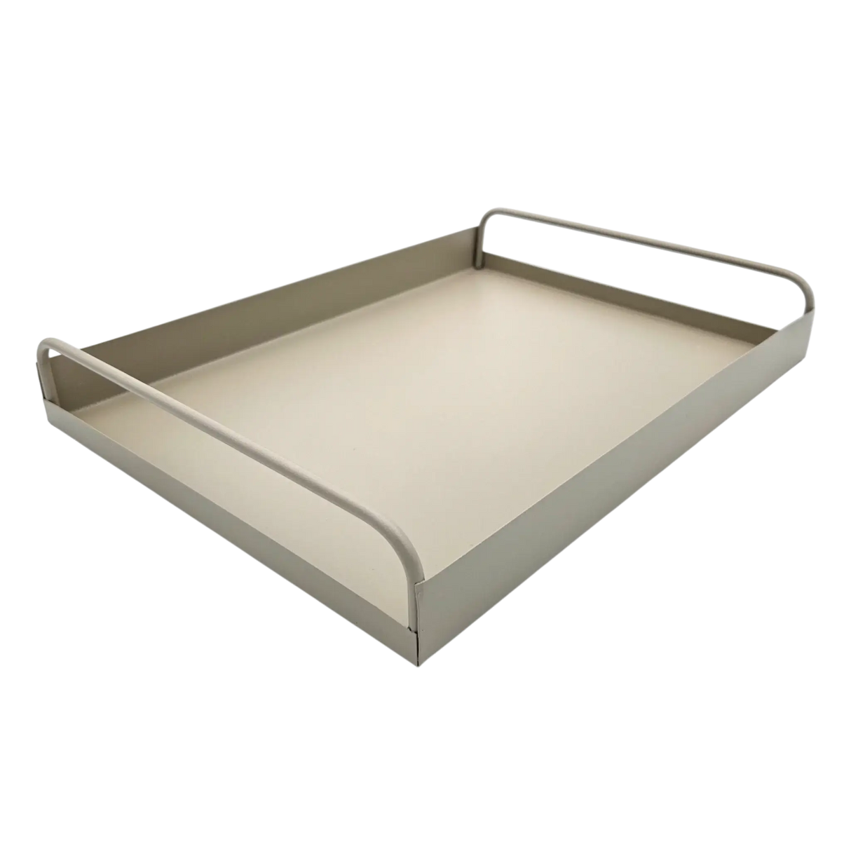 Tablett Metall 2er Set Beige Modern Serviertablett Dekotablett 38x28 u 30x20 cm Sand - Dekotablett