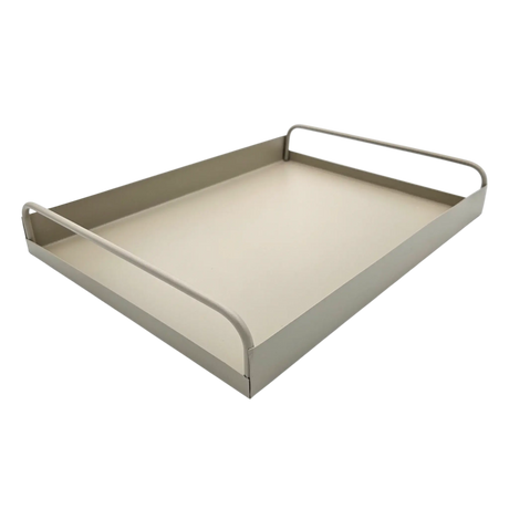 Tablett Metall 2er Set Beige Modern Serviertablett Dekotablett 38x28 u 30x20 cm Sand - Dekotablett