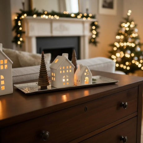 Dekotablett Hammerschlag herbstlich dekoriert