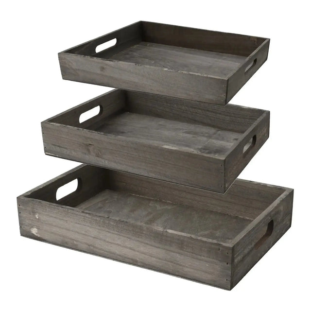 Tablett Serviertablett Dekotablett Grau Natur Holztablett Grau Groß 38x28 cm - Serviertablett