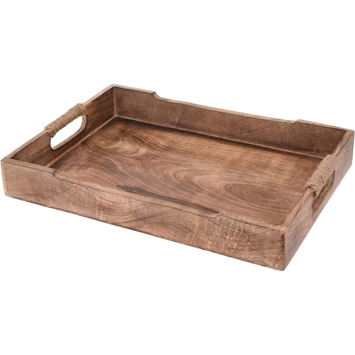 Tablett Serviertablett Holz Mango braun Holztablett Deko Dekotablett dunkelbraun - Groß 46 x 30 cm - Serviertablett