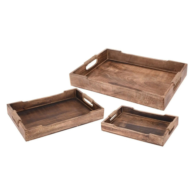 Tablett Serviertablett Holz Mango braun Holztablett Deko Dekotablett dunkelbraun - Serviertablett