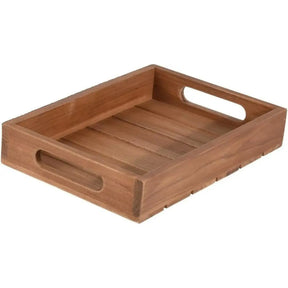 Tablett Serviertablett Holz Teak braun Holztablett Deko Dekotablett - Serviertablett