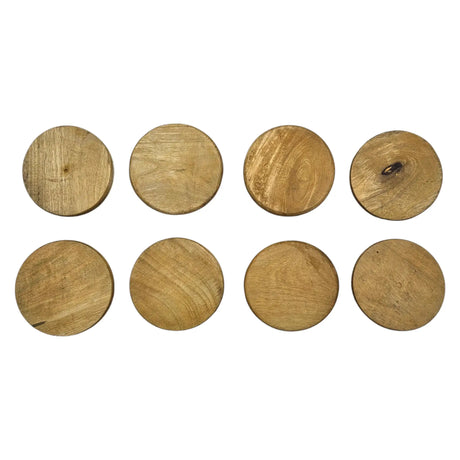 Teakholz Untersetzer rund 10 cm 8er Set – für Getränke & Raclette Rustikale Tischdeko - Untersetzer