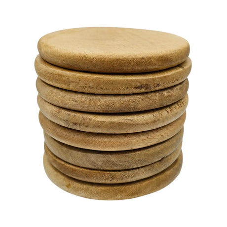 Teakholz Untersetzer rund 10 cm 8er Set – für Getränke & Raclette Rustikale Tischdeko - Untersetzer