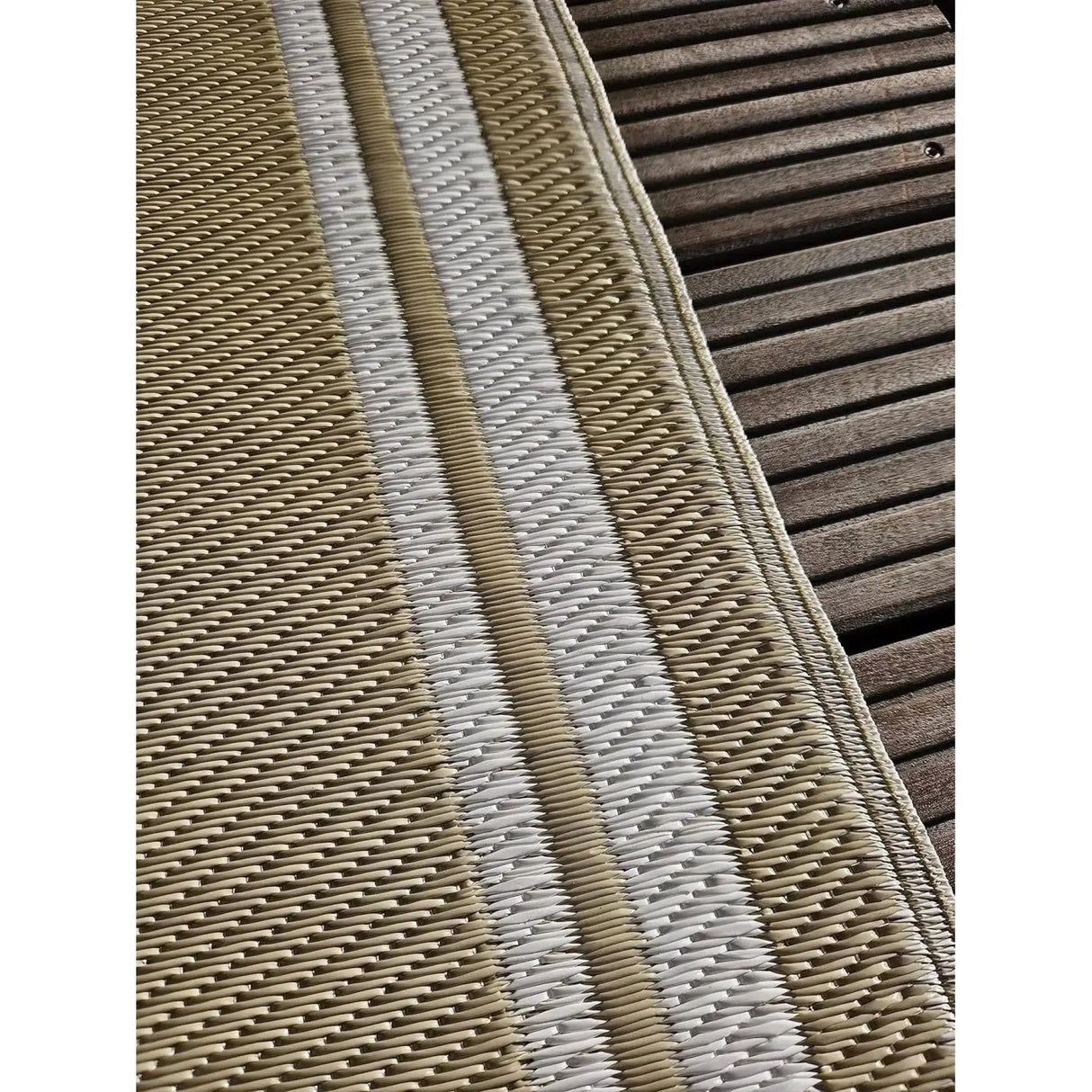 Teppich Outdoor Balkonteppich außen Balkon Terrasse beige weiß 150 x 90 cm - Balkonteppich