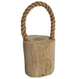 Türstopper Teakholz Boden Türpuffer Holzstamm Holz Kordelgriff Natur Ø 13 cm - Türstopper Holz