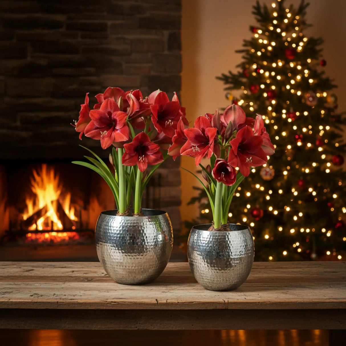 Übertopf Blumentopf Silber Pflanztopf Deko 2er Set glänzend rund Hammerschlag - Blumentopfset