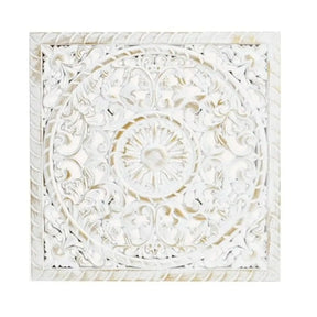 Wandbild Holzbild Ornament weiß gold 40x40 cm Landhaus Mandala shabby - Holz Ornament