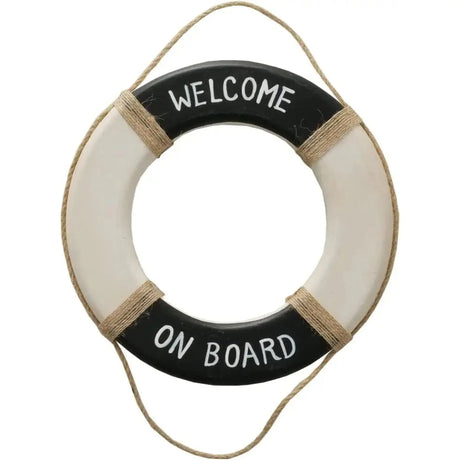 Wandbild Rettungsring Maritim schwarz 20 cm Holz Wanddeko Jute Deko Küs - Rettungsring Maritim