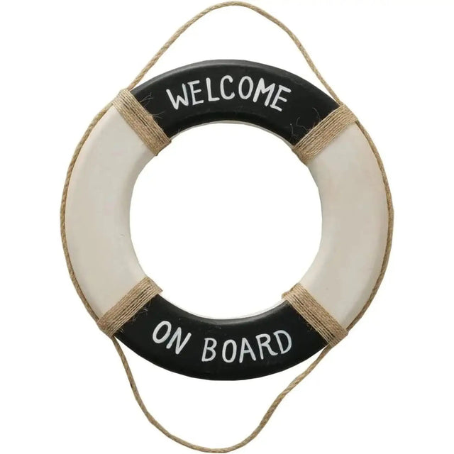 Wandbild Rettungsring Maritim schwarz 20 cm Holz Wanddeko Jute Deko Küs - Rettungsring Maritim
