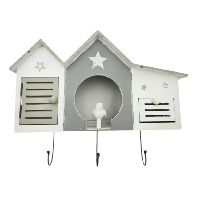 Wandgarderobe weiß Shabby Landhaus – 3 Haken 1 Schublade Haus & Stern Flurgarderobe - Garderobe