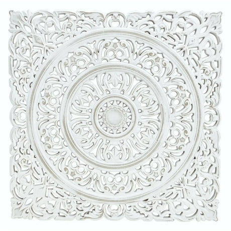 Wandornament Holz weiß 55x55 cm shabby Landhaus Ornament Holzornament Holzbild - Wandornament