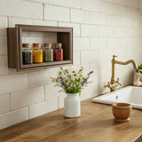 Wandregal Holzregal Dekoregal Modern mit LED 40x25 cm braun Bilderrahmen - Wandregal
