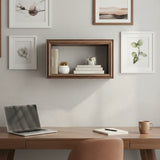 Wandregal Holzregal Dekoregal Modern mit LED 40x25 cm braun Bilderrahmen - Wandregal