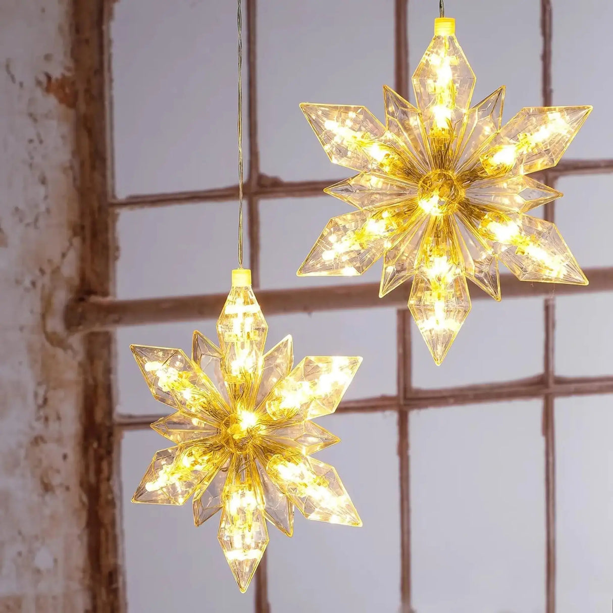 Weihnachten Stern LED 2er Set Beleuchtung Timer warmweiß Lichterkette innen - Lichterkette LED