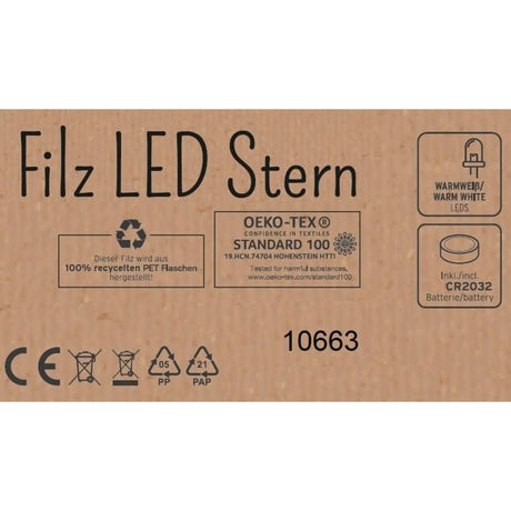 Weihnachtsstern Filz 3er Set 12 LED Stern grau anthrazit Weihnachtsbeleuchtung - Weihnachtsstern Filz