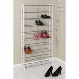 XXL Schuhregal mit 10 Ebenen Schuhschrank 140x72 cm weiß Stahl bis 40 Schuhpaare - Schuhregal